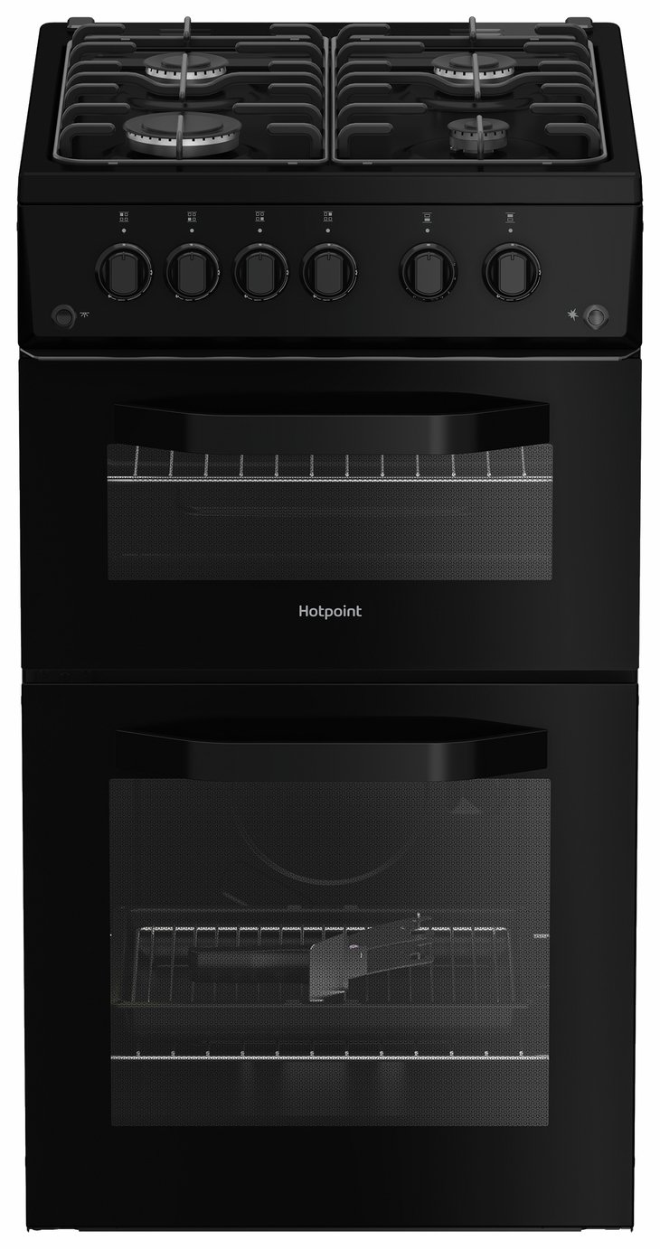 Hotpoint HTG5GCB 50cm Twin Cavity Gas Cooker - Black