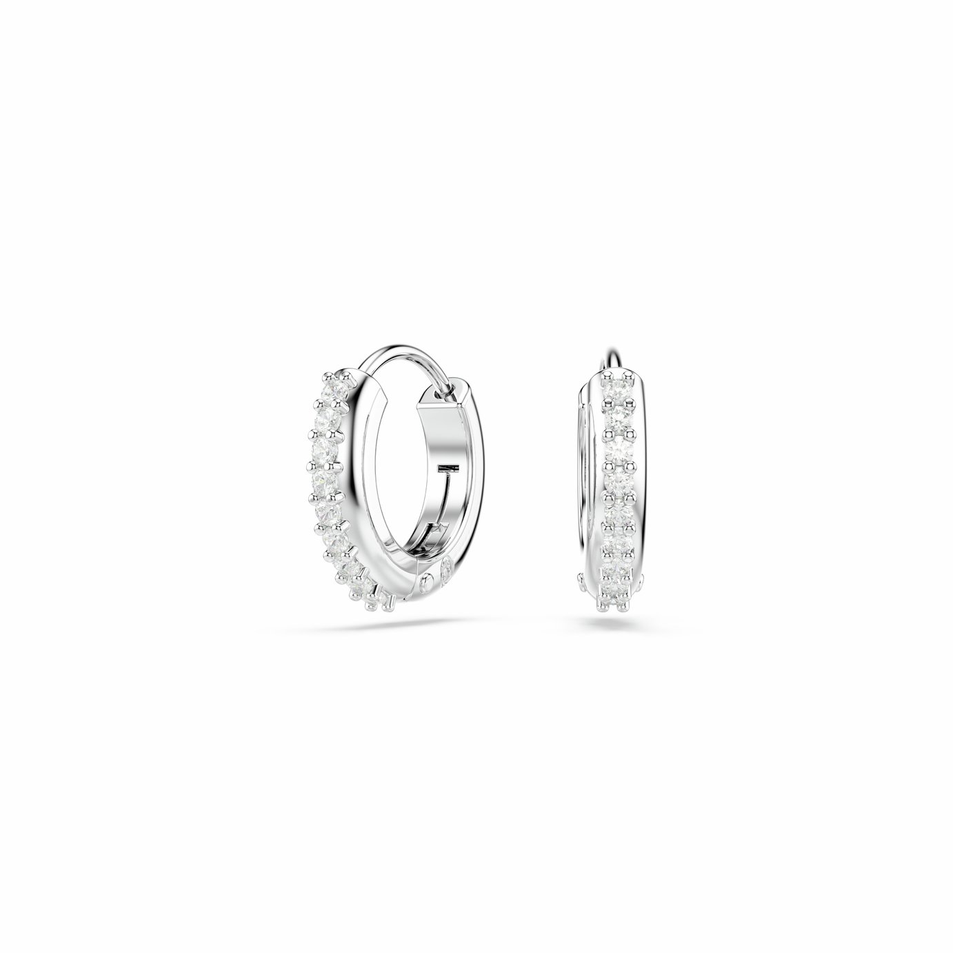 Swarovski Rhodium Plated Crystal Matrix Mini Hoop Earrings