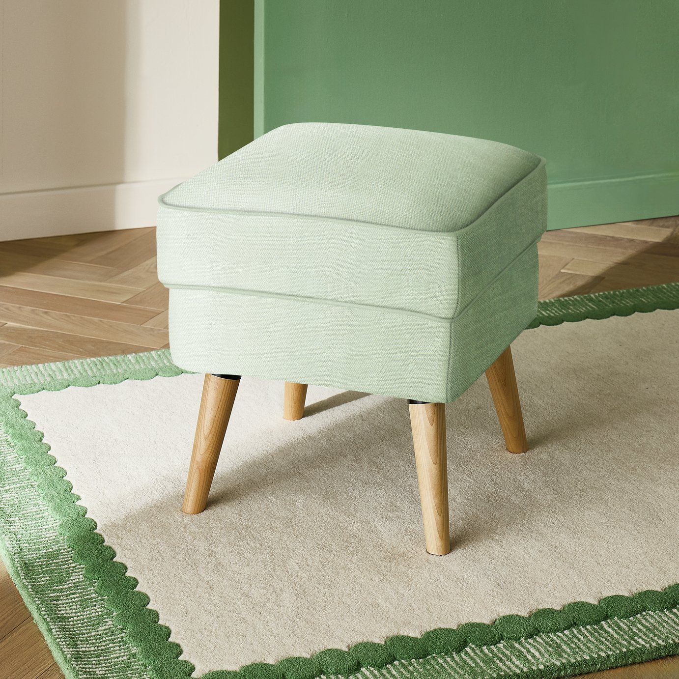Habitat Callie Fabric Footstool - Green