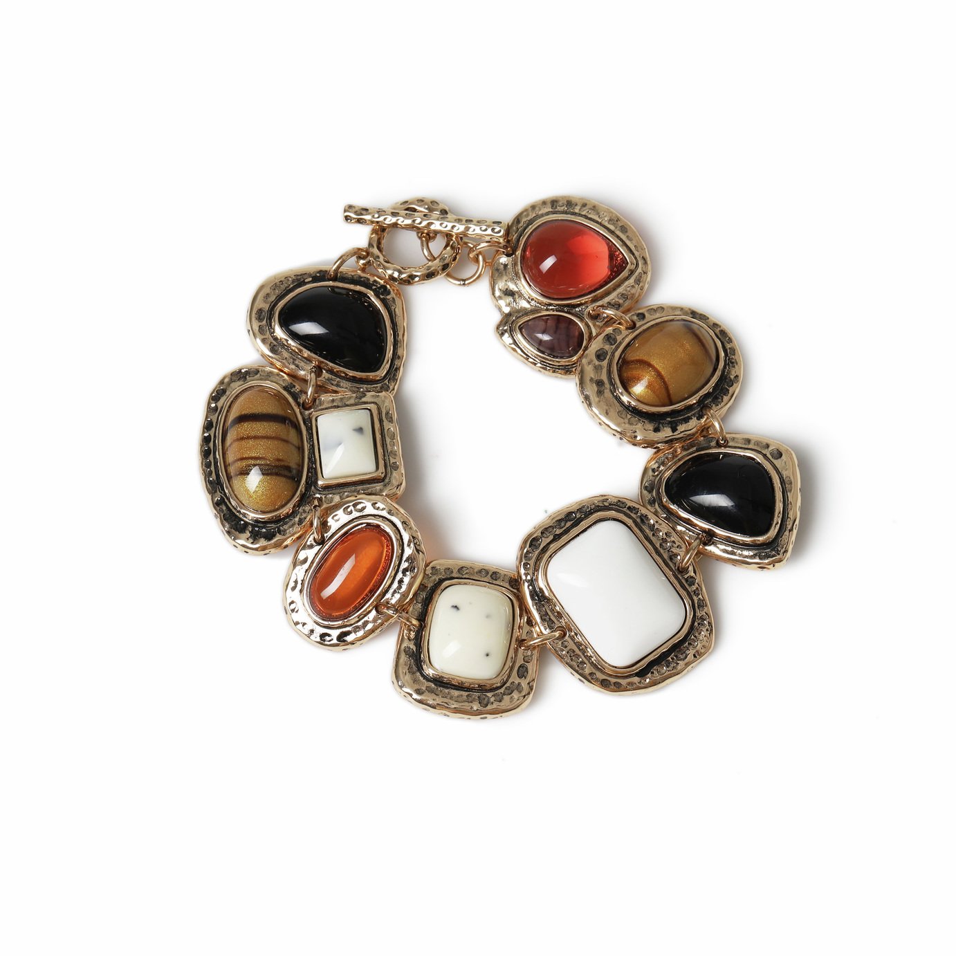 Freedom Gold Tone Oversized Mixed Stone Bracelet