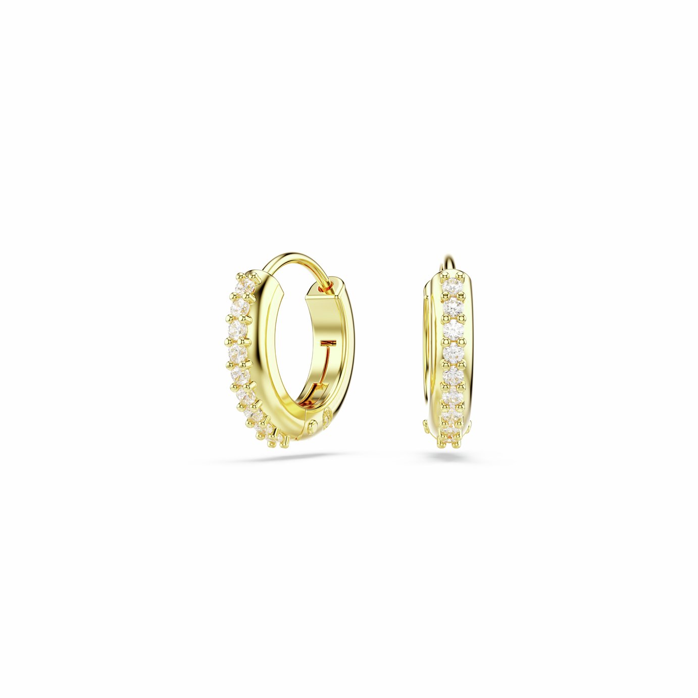 Swarovski Gold Tone Plated Crystal Matrix Mini Hoop Earrings