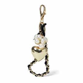 Freedom Black And Gold Heart Bag Keyring