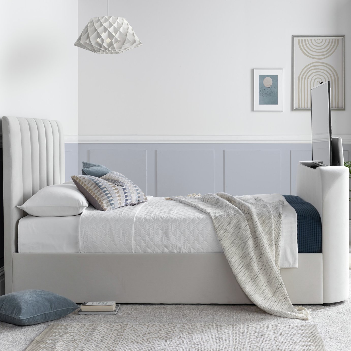 Time4Sleep Lucille Double TV Bed Frame - Grey