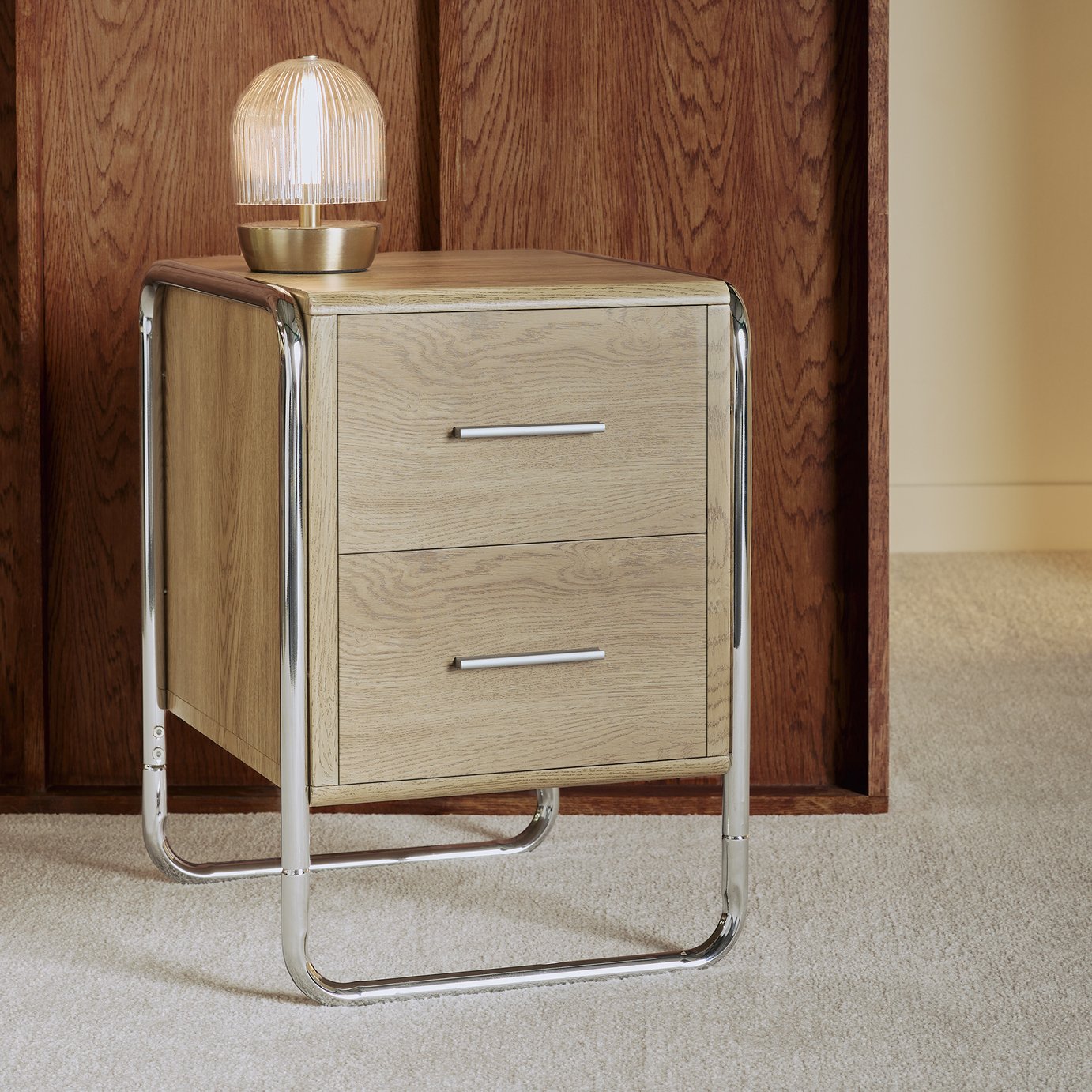 Habitat Albers Chrome Filing Cabinet - Natural