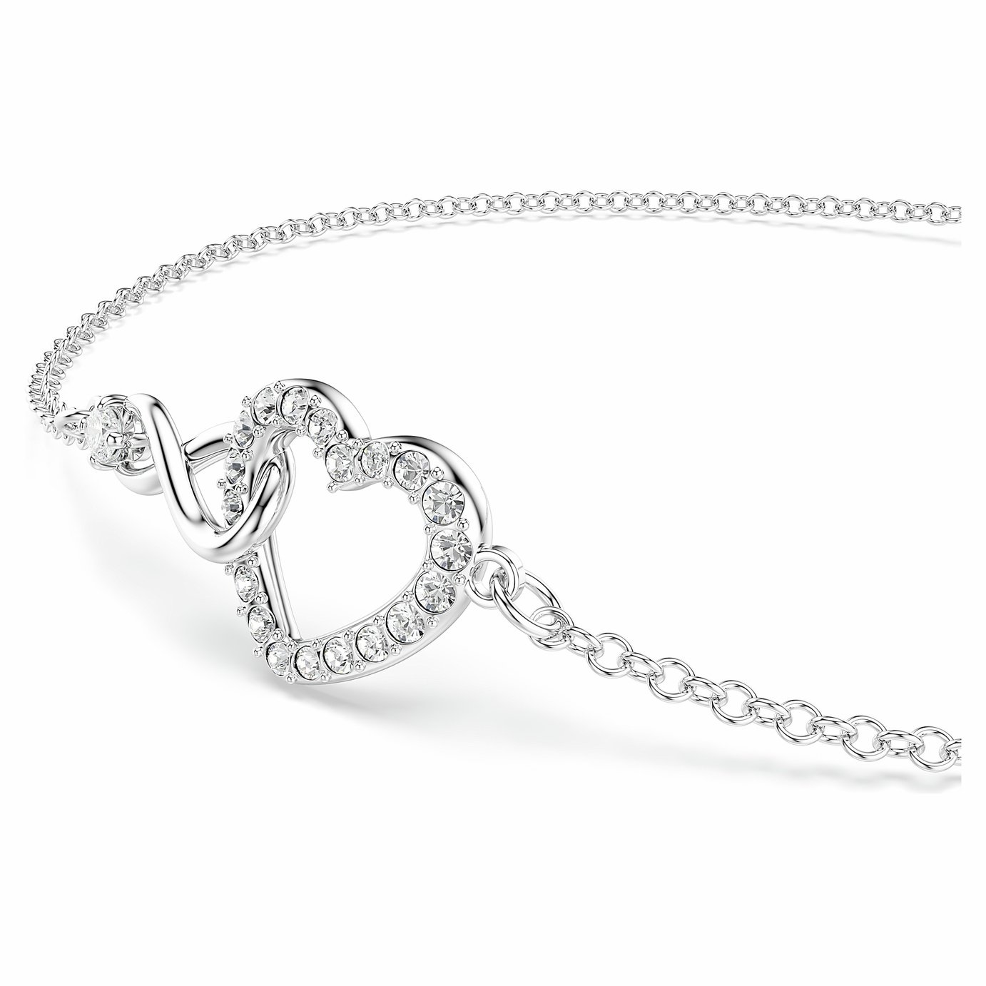 Swarovski Rhodium Plated Infinity & Heart Hyperbola Bracelet
