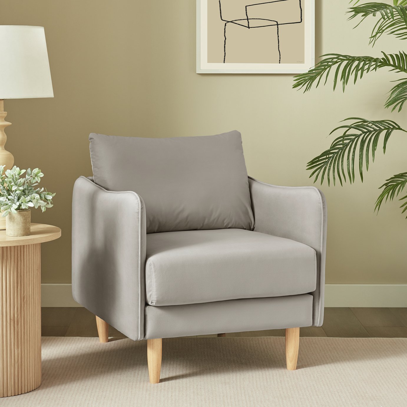 Argos Home Dippy Velvet Armchair - Mink 