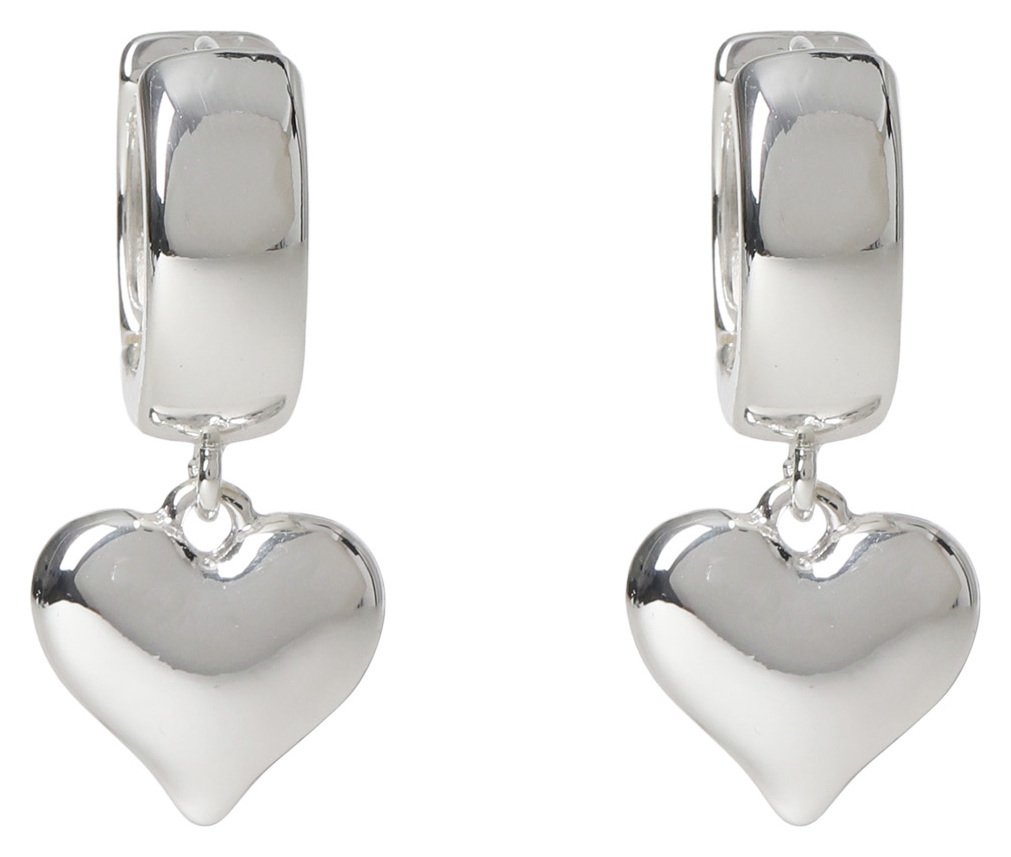 Liars & Lovers Silver Tone Mini Heart Drop Hoop Earrings