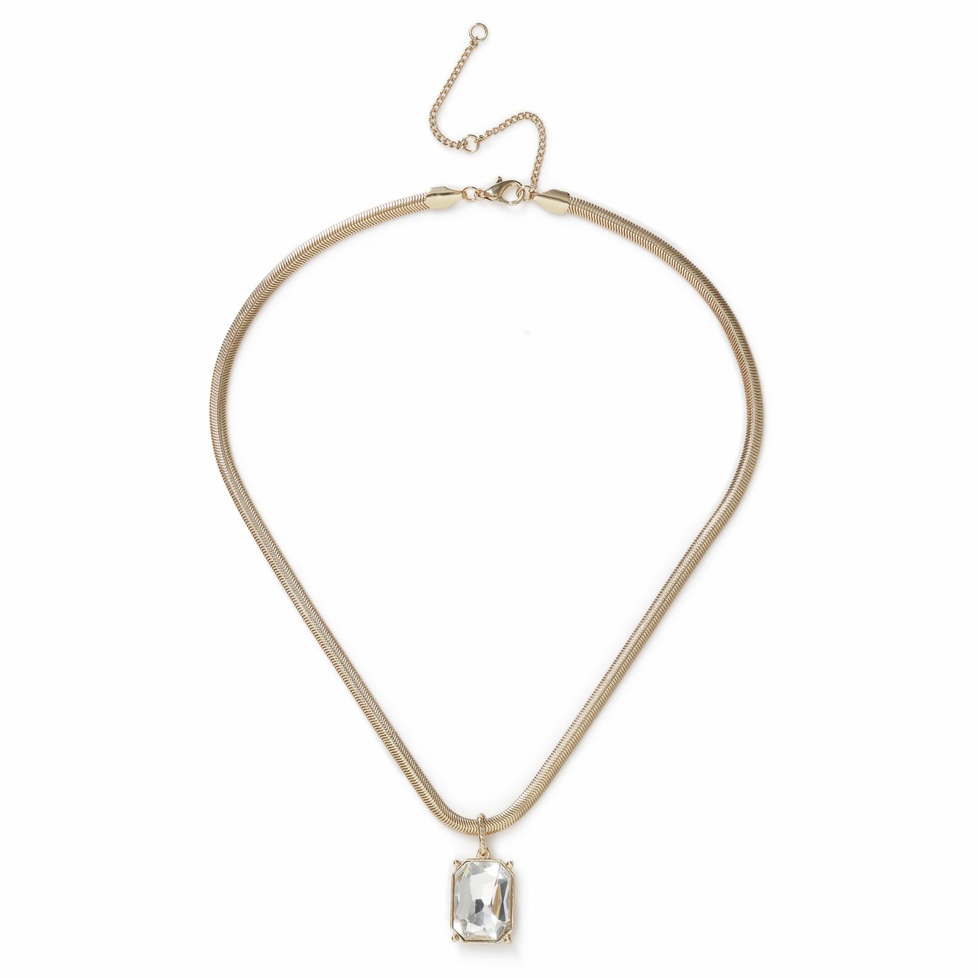 Freedom Gold Square Crystal Snake Pendant Necklace