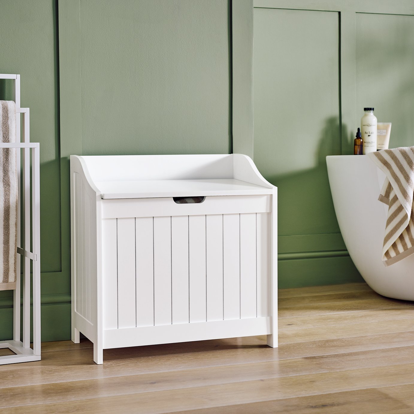 Argos Home 100L Monks Bench Linen Bin - White