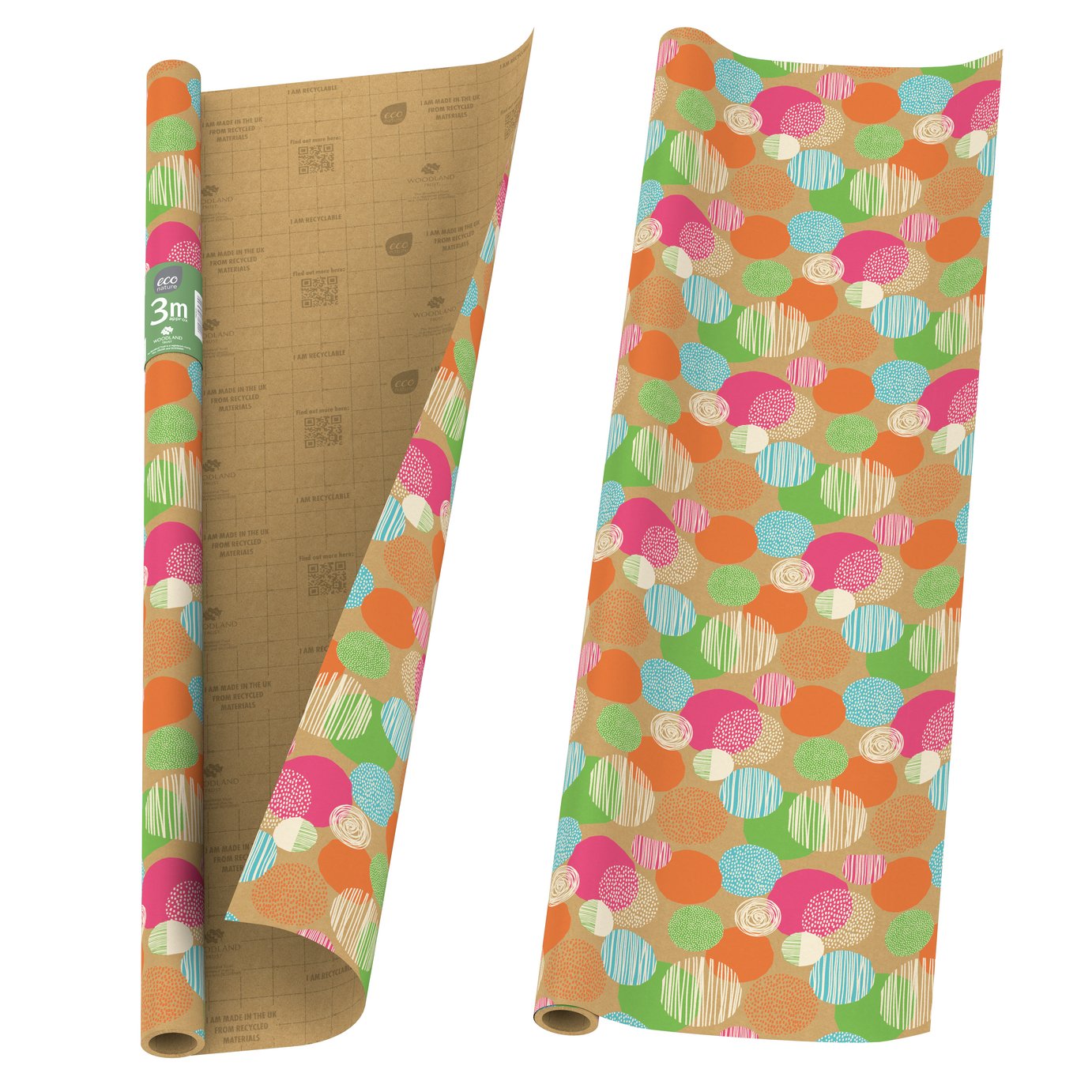Eco Nature Polkadot Wrapping Paper - Pack of 2