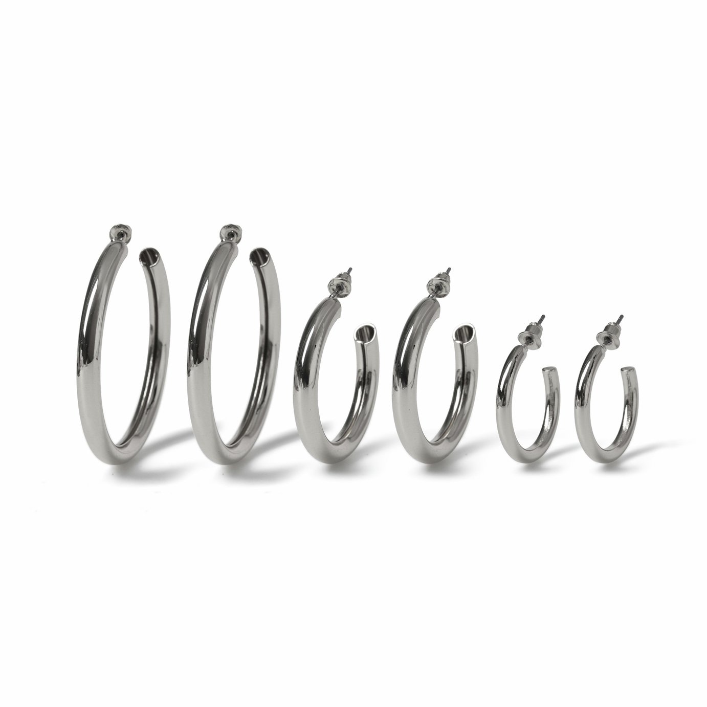 Freedom Silver Tube Pack Of 6 Hoop Earrings
