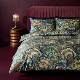 Habitat Cotton Marbled Print Blue Bedding Set