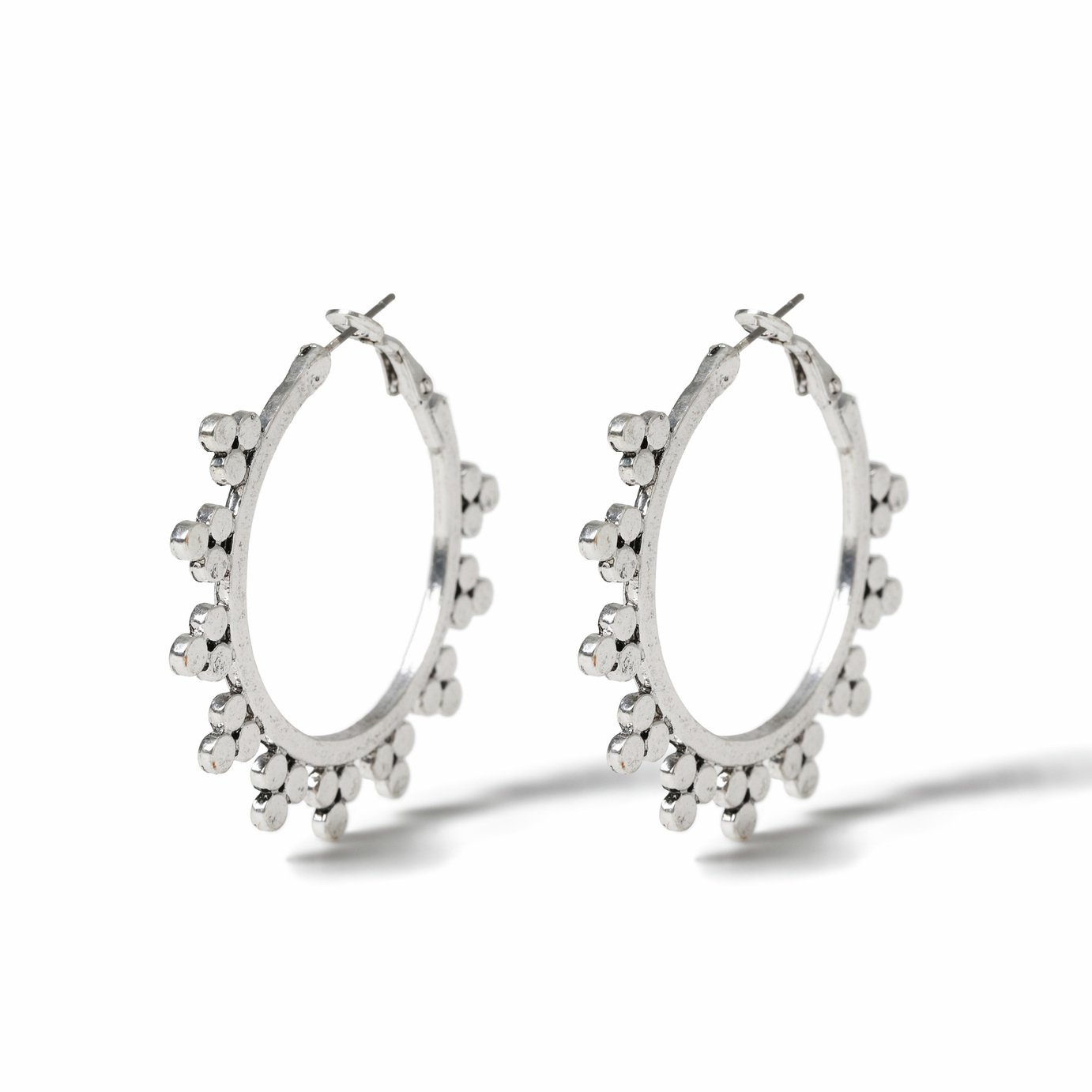 Freedom Silver Soft Spike Hoop Earrings