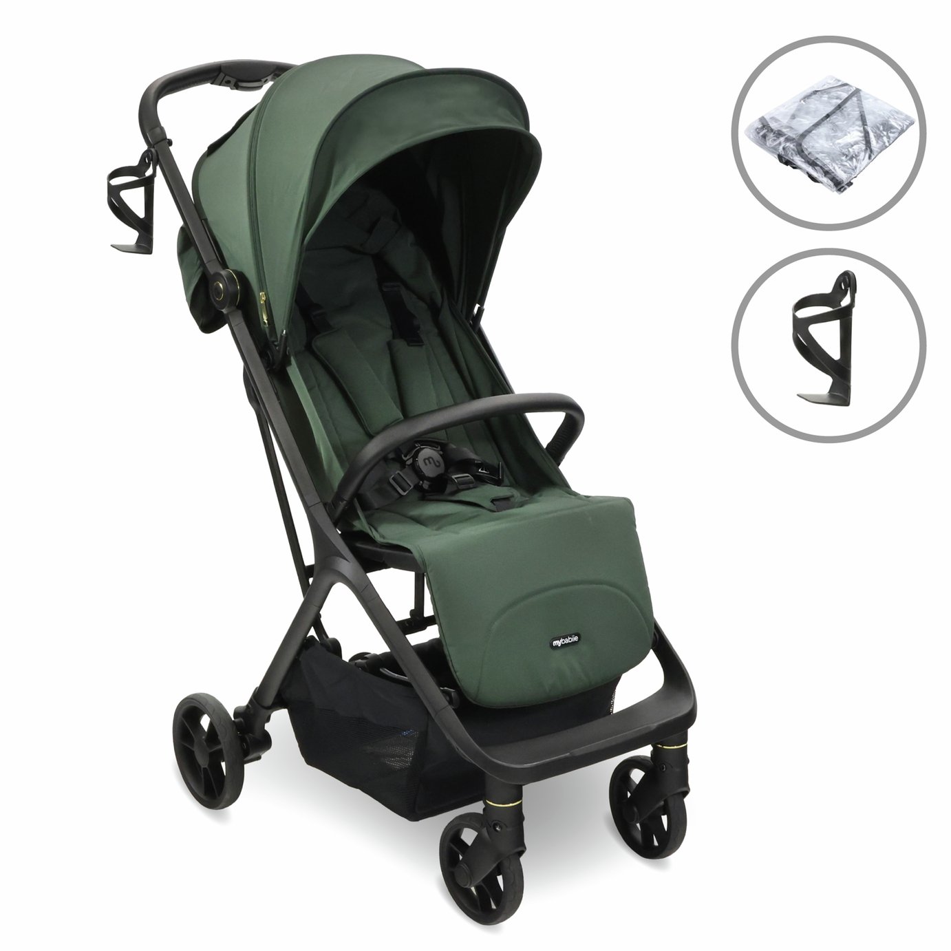 My Babiie MBX7 Plus Auto-Fold Compact Stroller -Forest Green