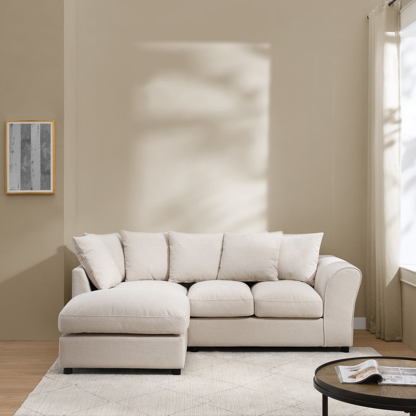 Argos Home Harry Small Left Hand Corner Chaise Sofa -Natural