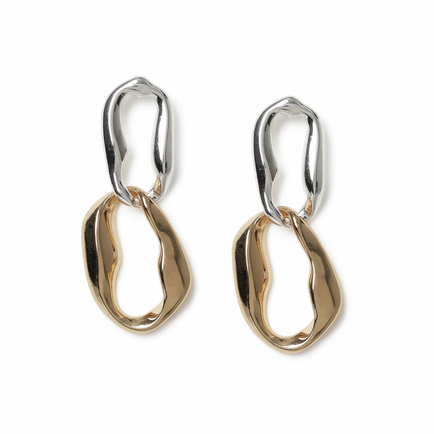Freedom Gold Metal Link Drop Earrings 