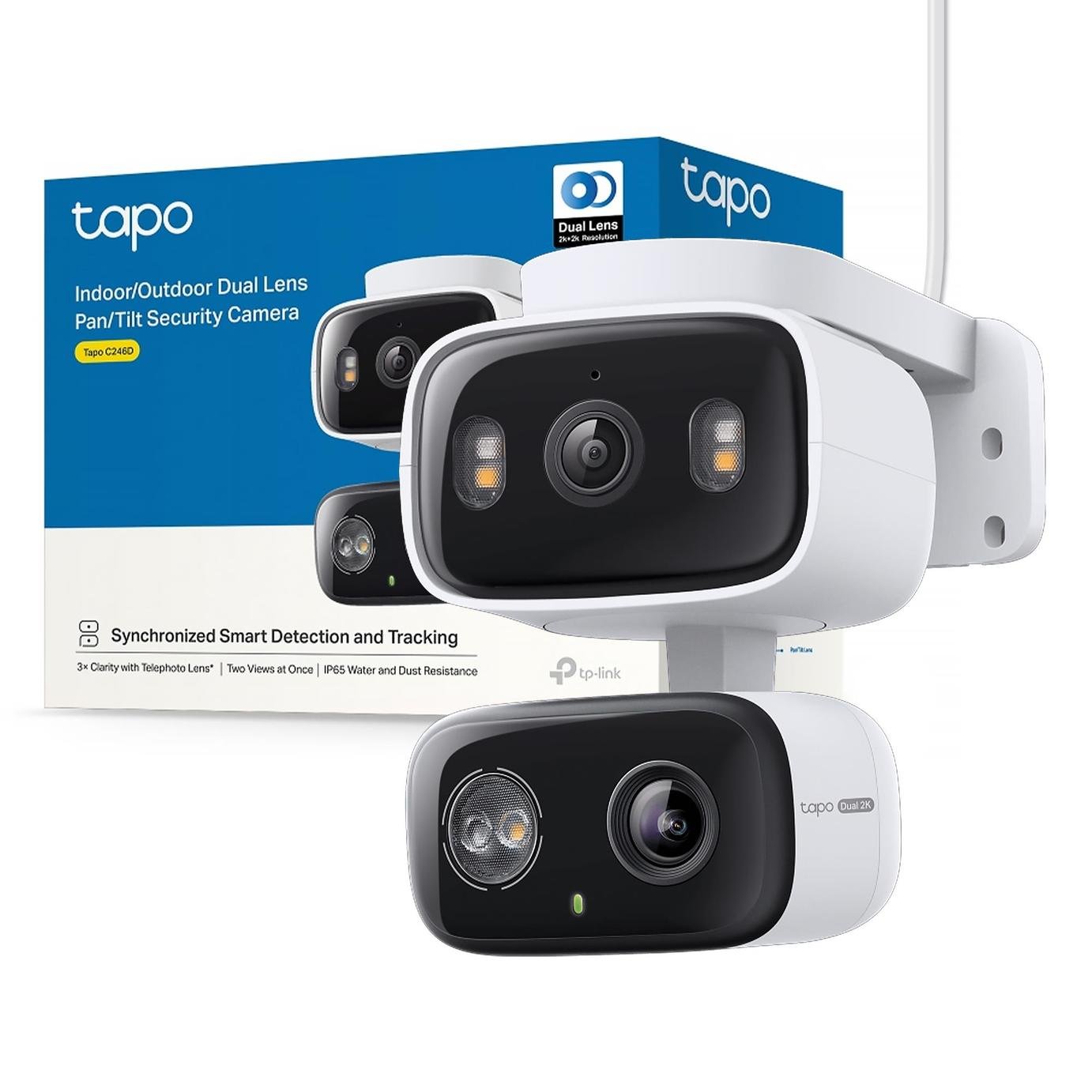 Tapo C246D 2K 3MP Dual-Lens Pan/Tilt Security Camera - White
