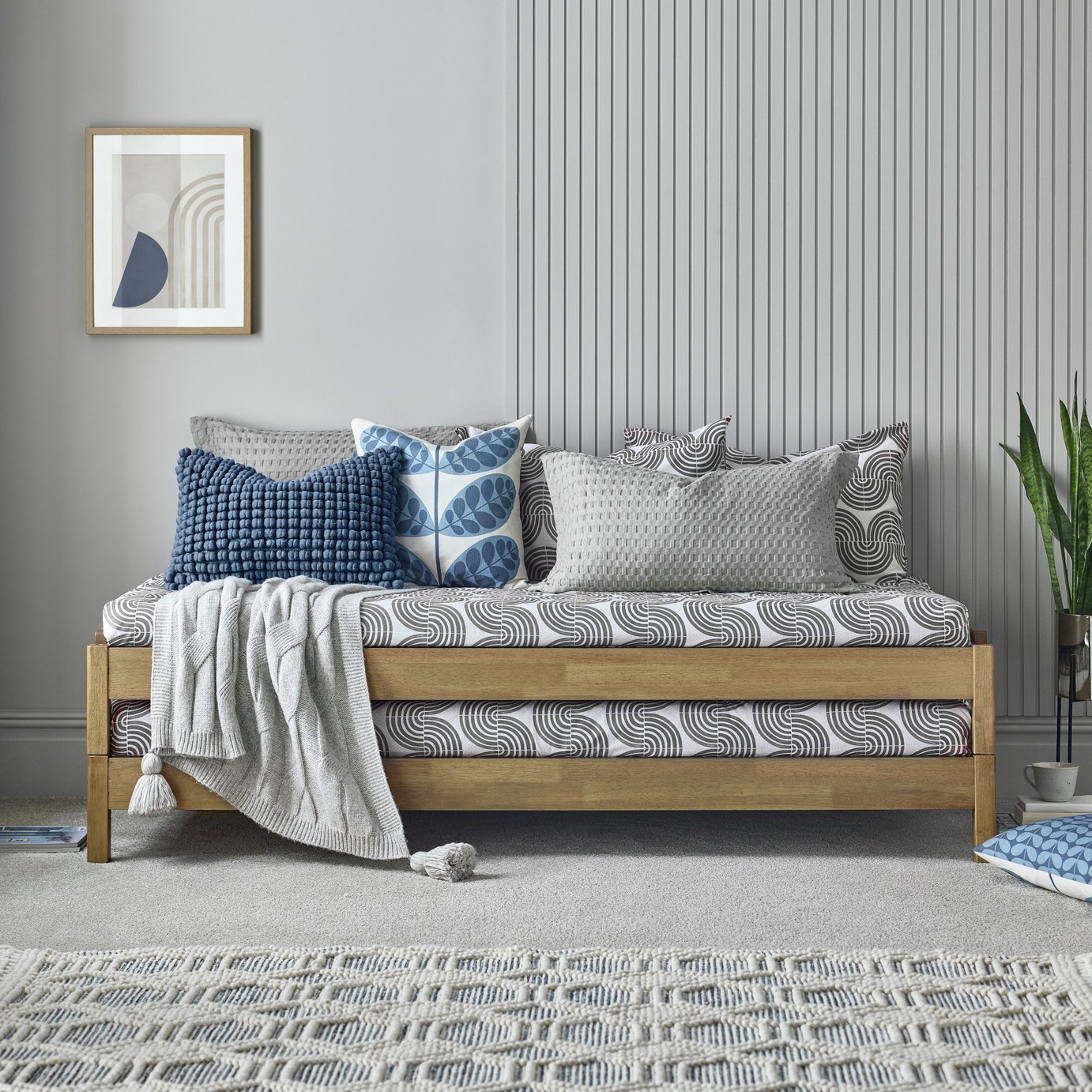 Time4Sleep Stacking Single Wooden Guest Bed - Oak