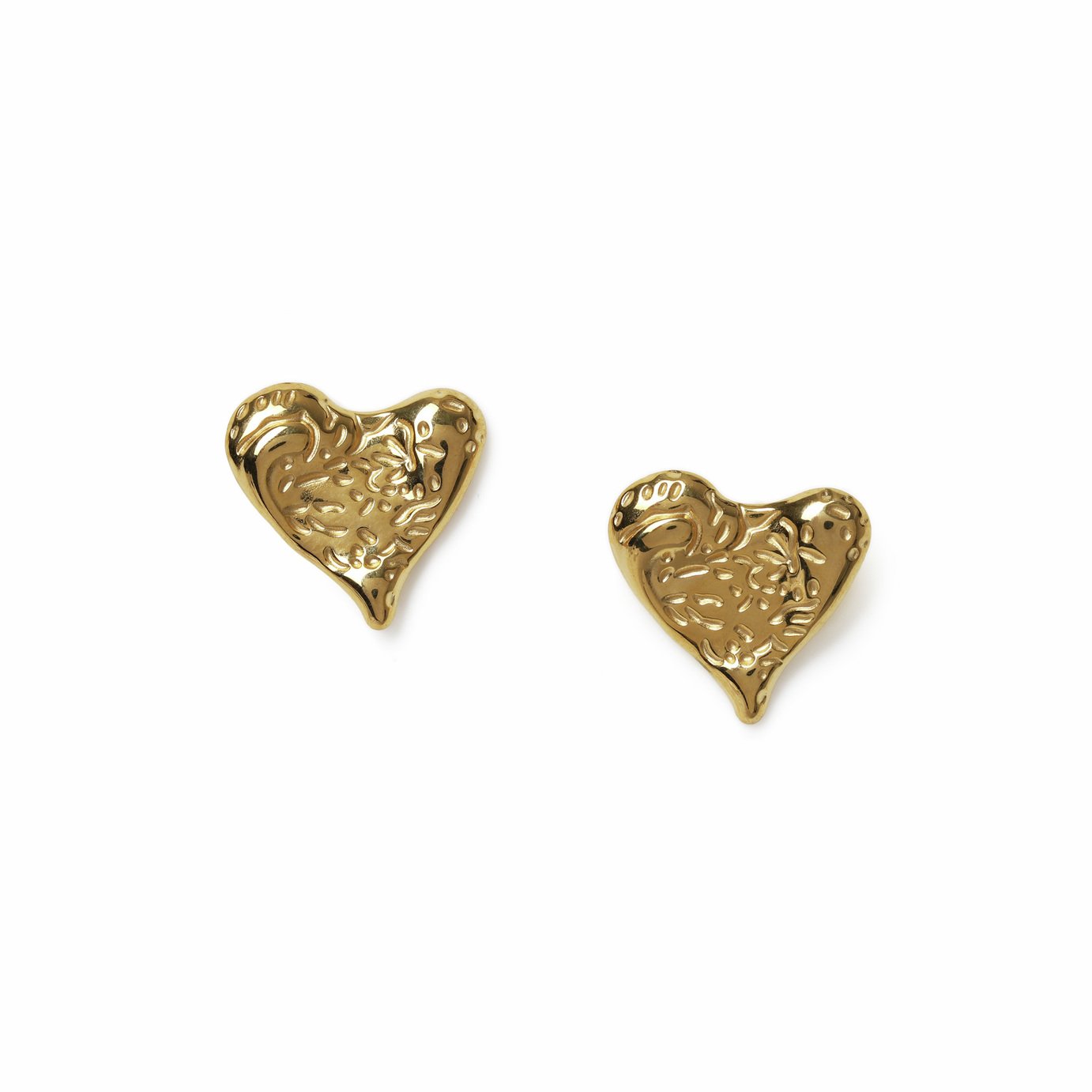 Freedom Gold Plated Molten Heart Stud Earrings