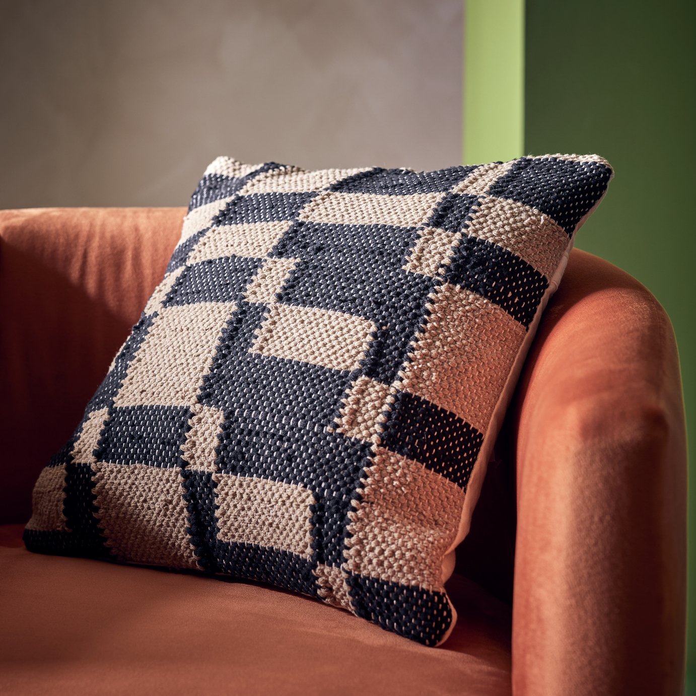 Habitat Woven Geometric Cushion - 43x43cm