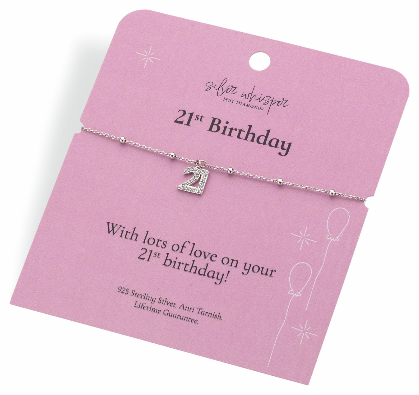 Hot Diamonds Sterling Silver 21st Birthday Charm Bracelet