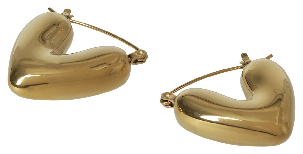 Liars & Lovers Gold Tone Bubble Heart Huggie Hoop Earrings