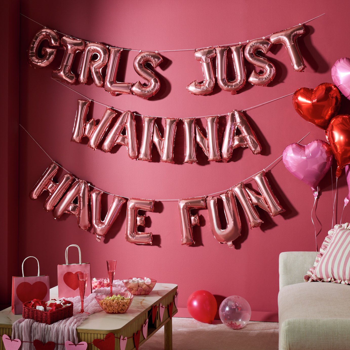 Argos Home Girls Just Wanna Have Fun Letter Balloons Kit