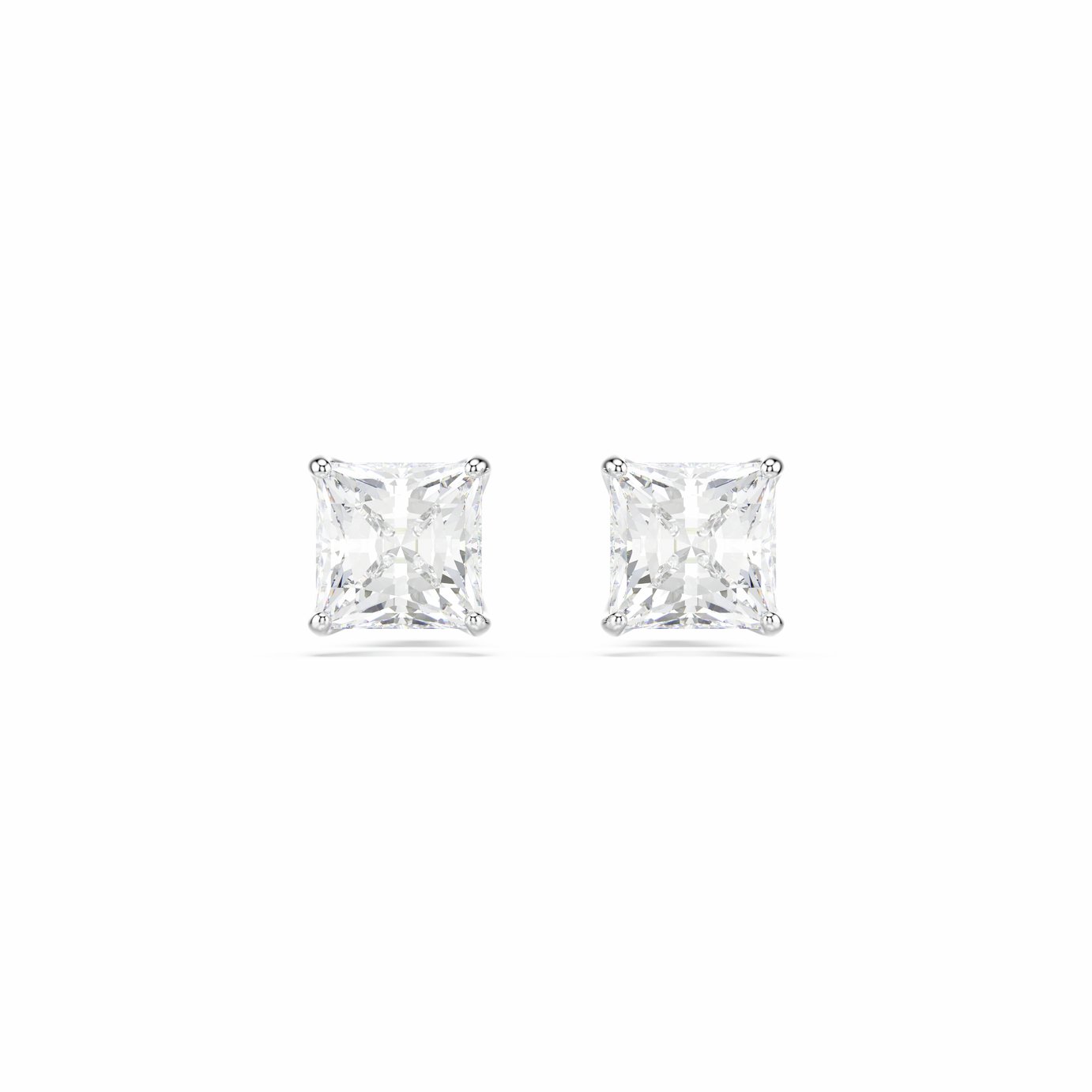 Swarovski Rhodium Plated Square Crystal Stilla Stud Earrings