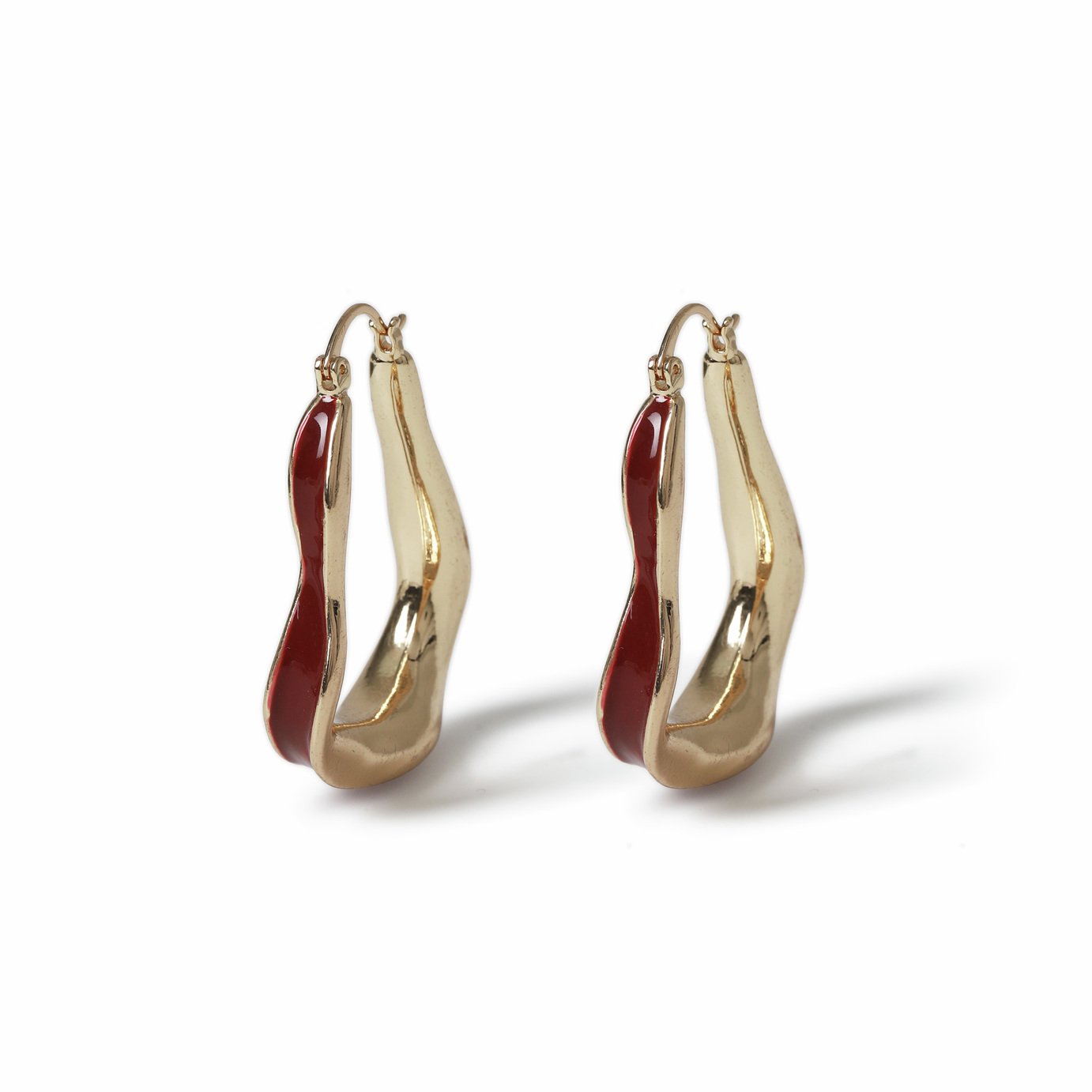 Freedom Gold Enamel Wave Hoop Earrings