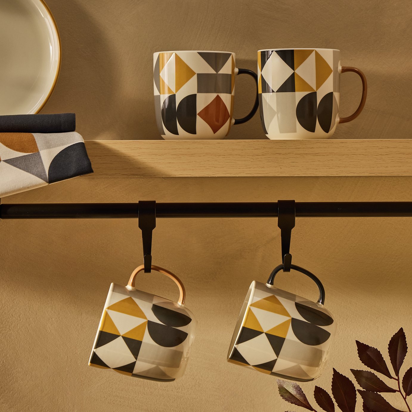 Argos Home Geo Pack of 4 Stoneware Mugs