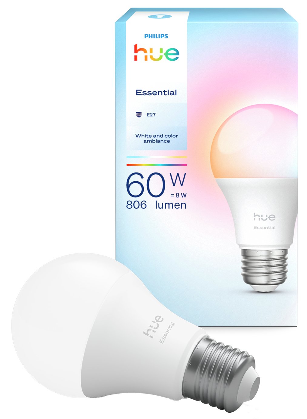 Philips Hue Essential E27 8W Smart Light Bulb - Pack of 1