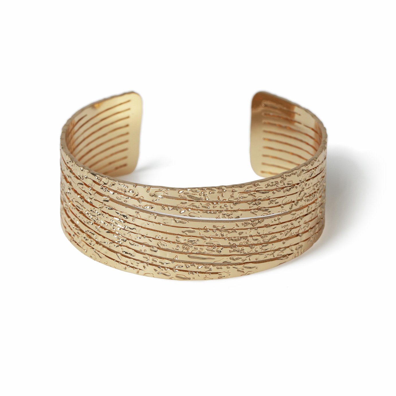 Freedom Gold Tone Textured Cuff Bracelet