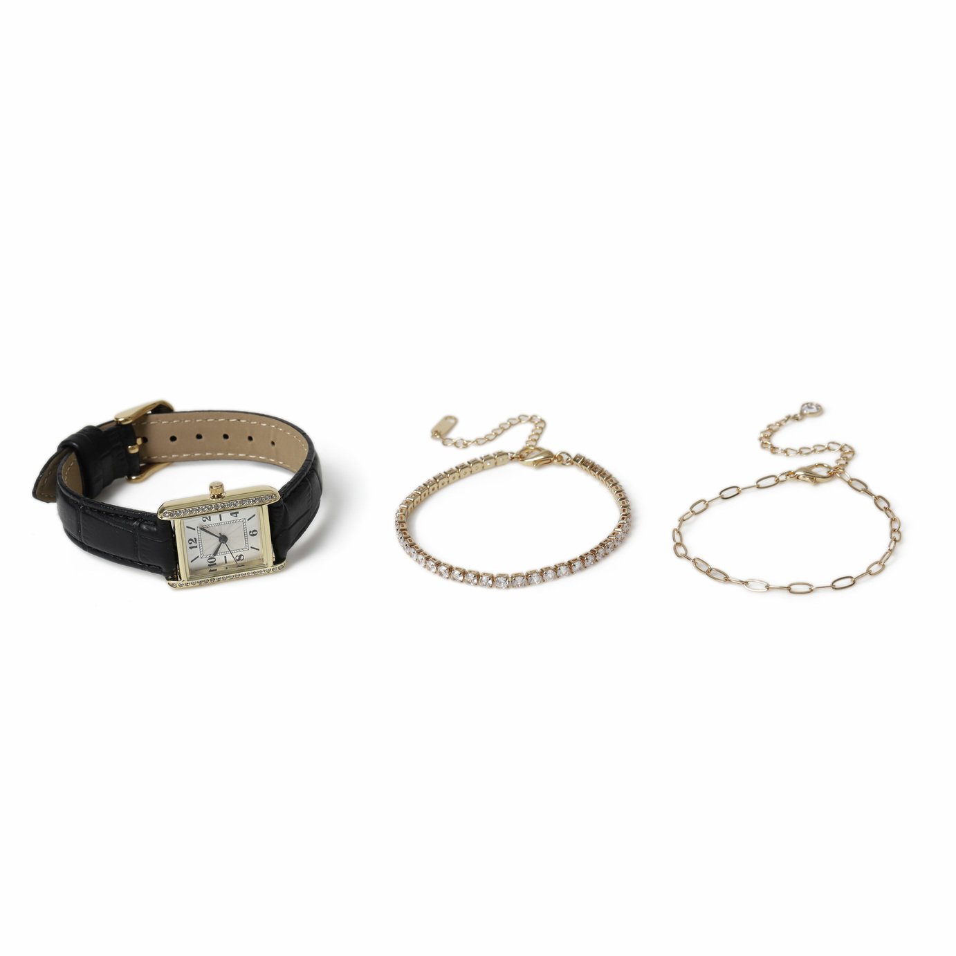 Liars & Lovers Gold Dial Black Strap Watch and Bracelet Set