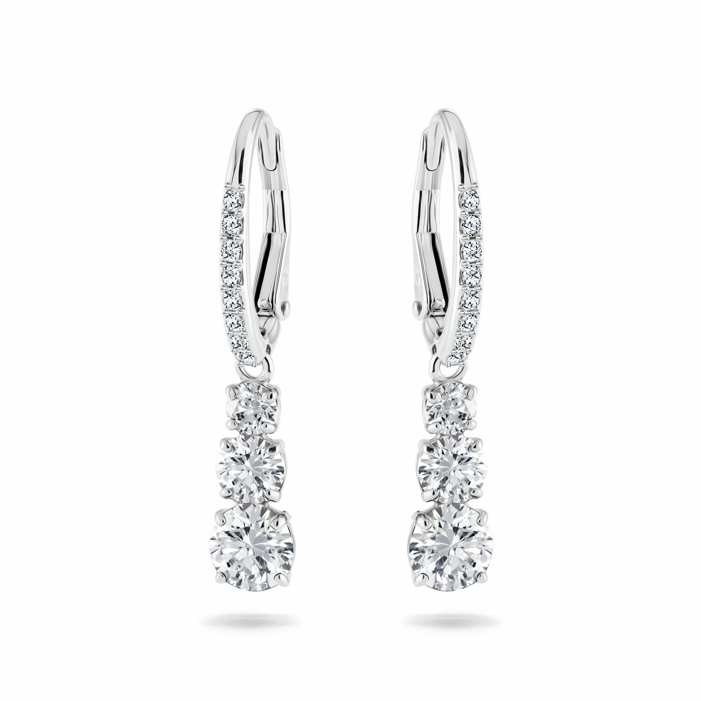 Swarovski Rhodium Plated Crystal Stilla Drop Hoop Earrings