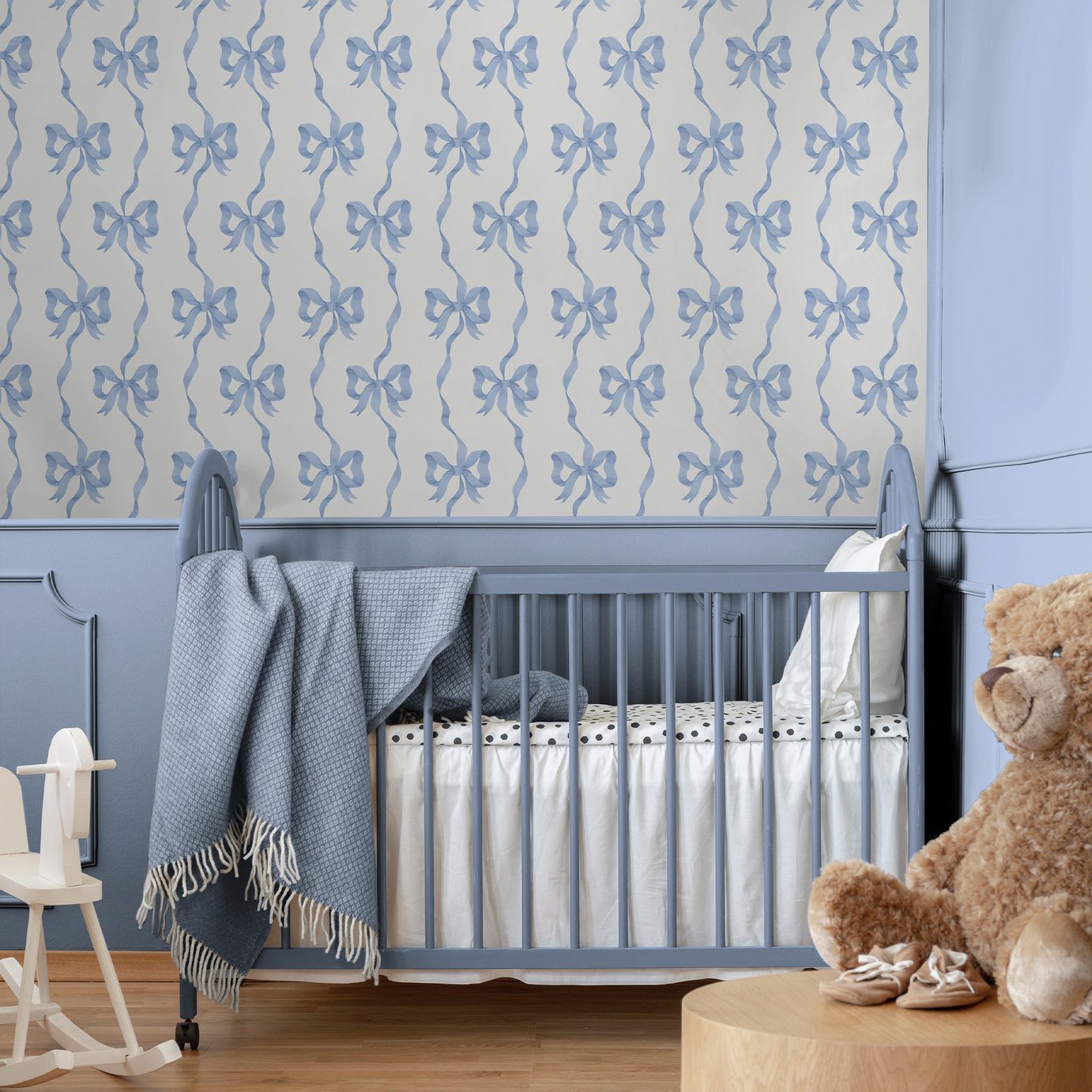 Cath Kidston Ribbon Bow Blue Wallpaper
