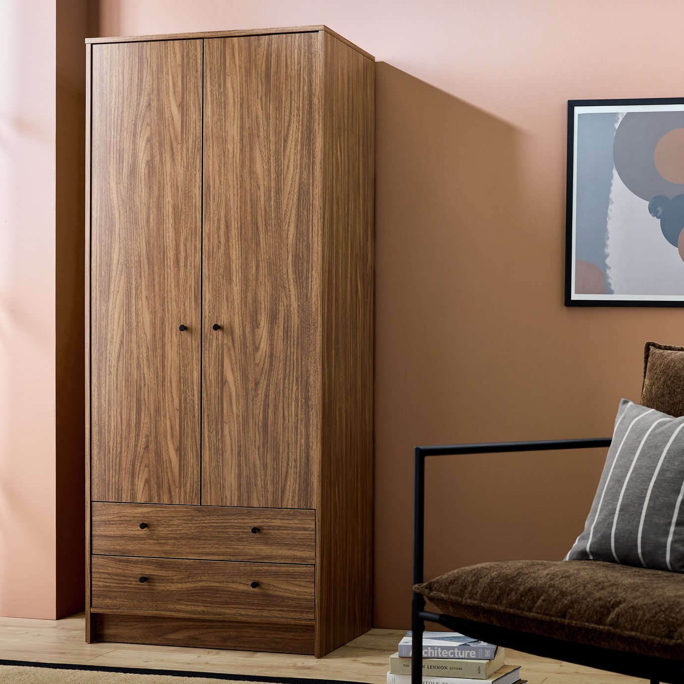 Argos Home Malibu 2 Door 2 Drawer Wardrobe - Walnut