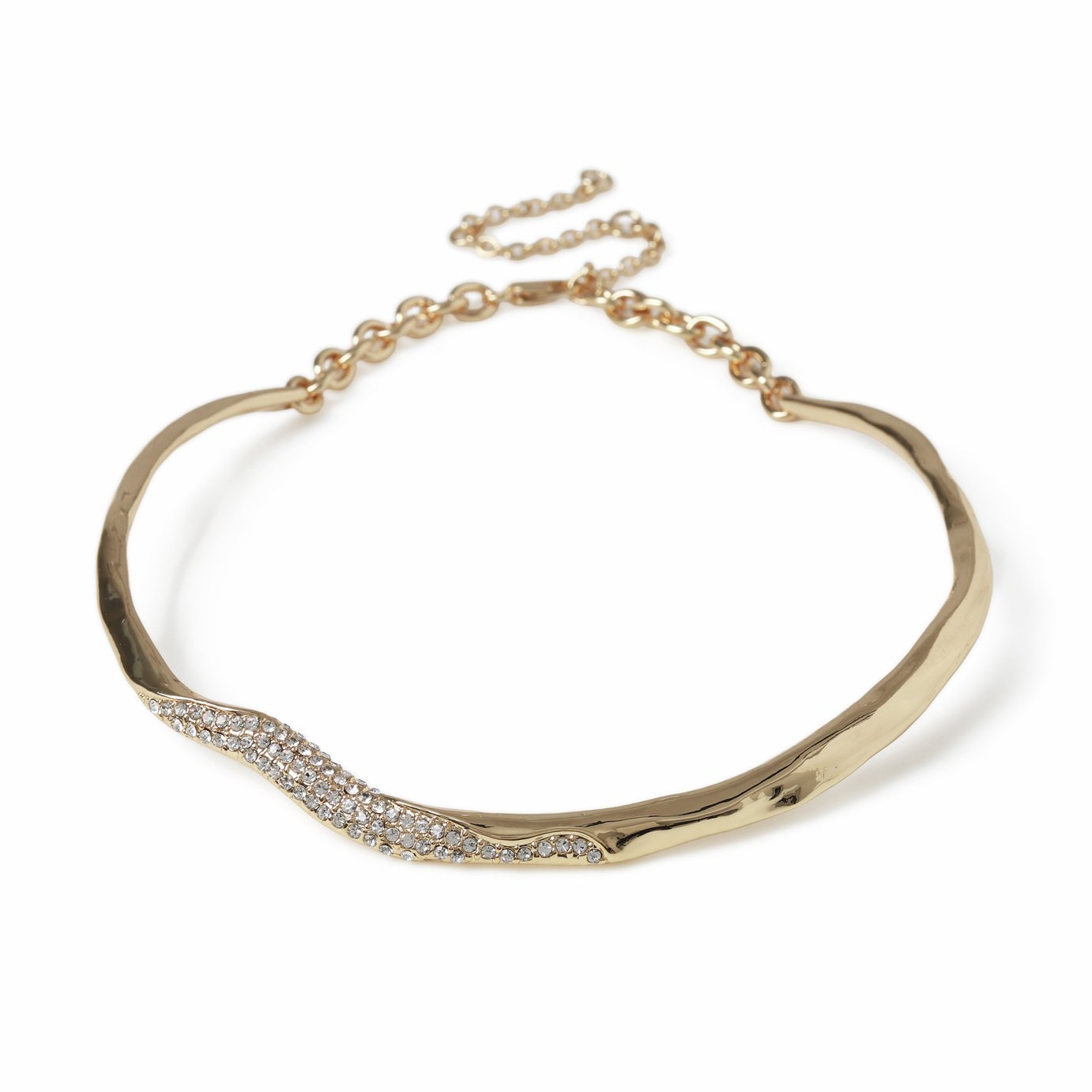 Freedom Gold Waved Crystal Torque Necklace