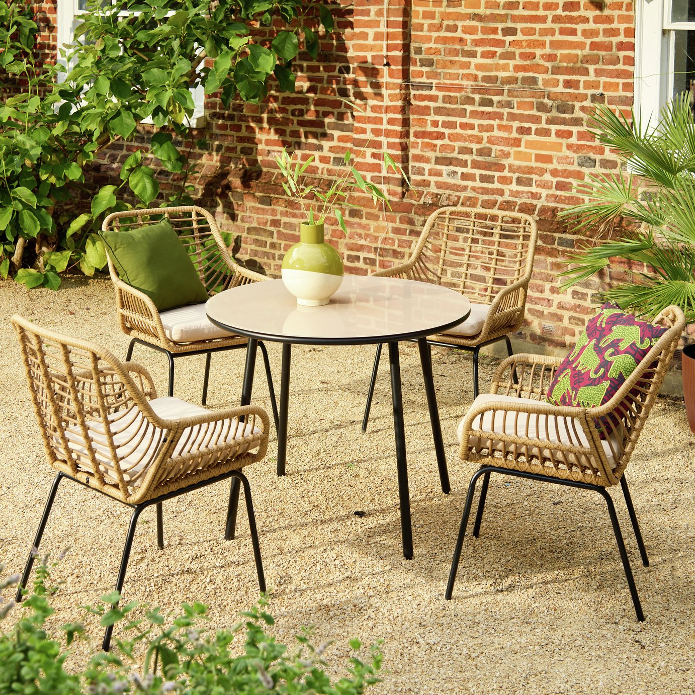 Habitat Global 4 Seater Bamboo & Steel Patio Set