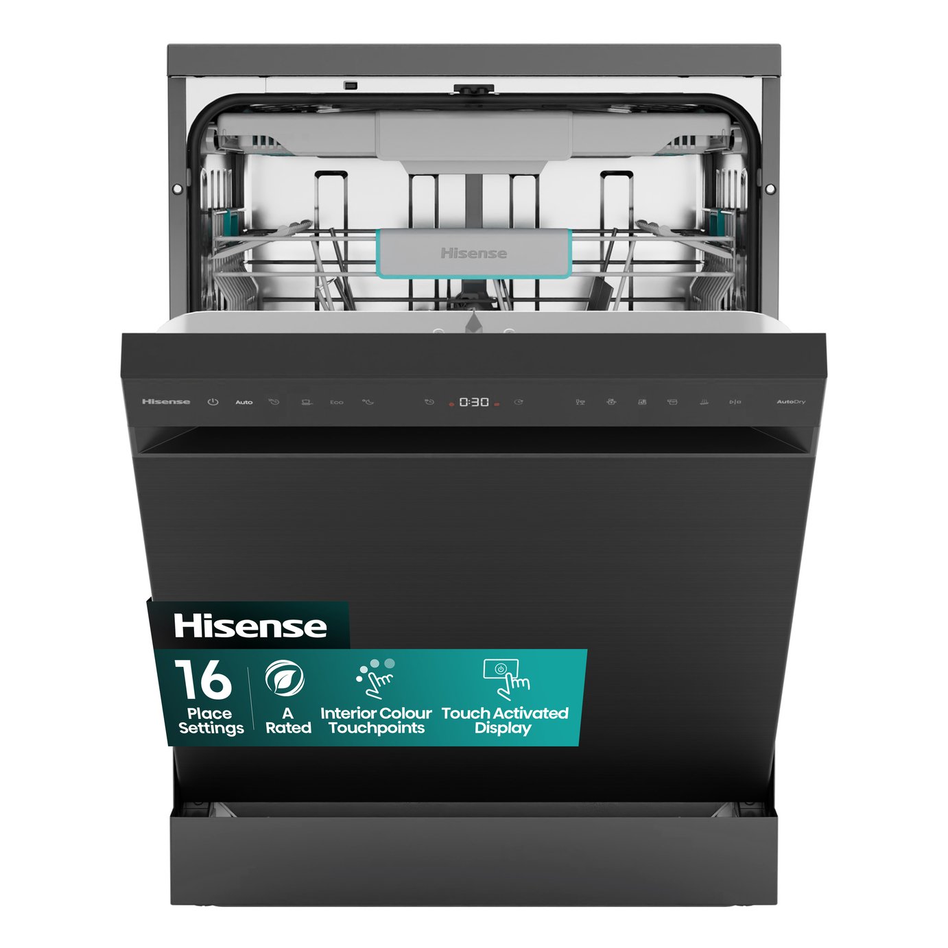 Hisense HS663A90BXUK Full Size Dishwasher - Black