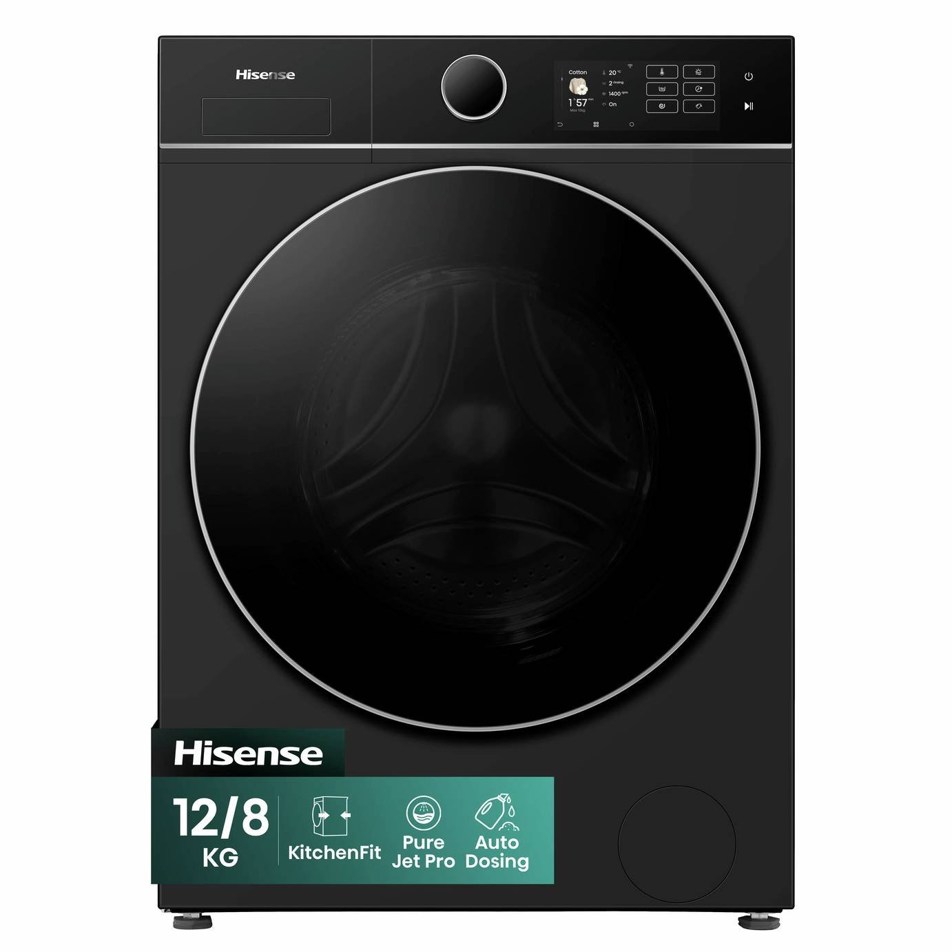 Hisense WD5I1245BBR 12/8KG 1400 Spin Washer Dryer - Black