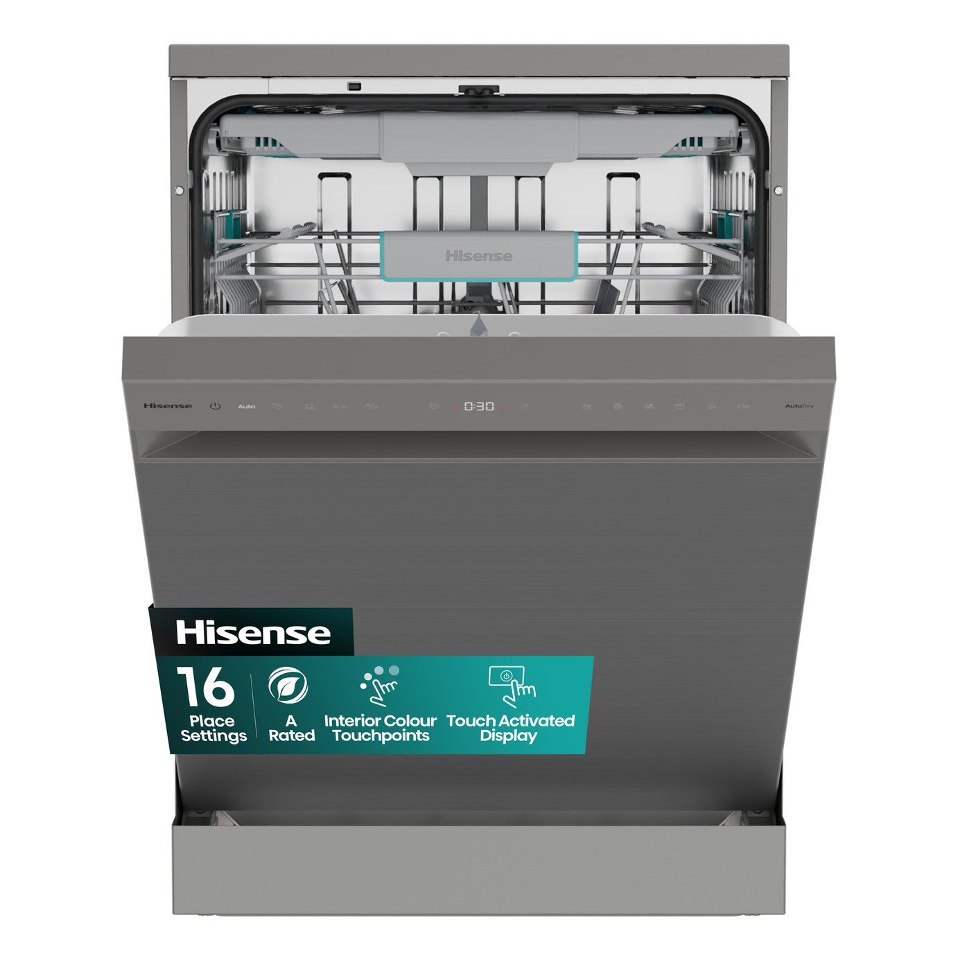 Hisense HS663A90XUK Full Size Dishwasher - Stainless Steel