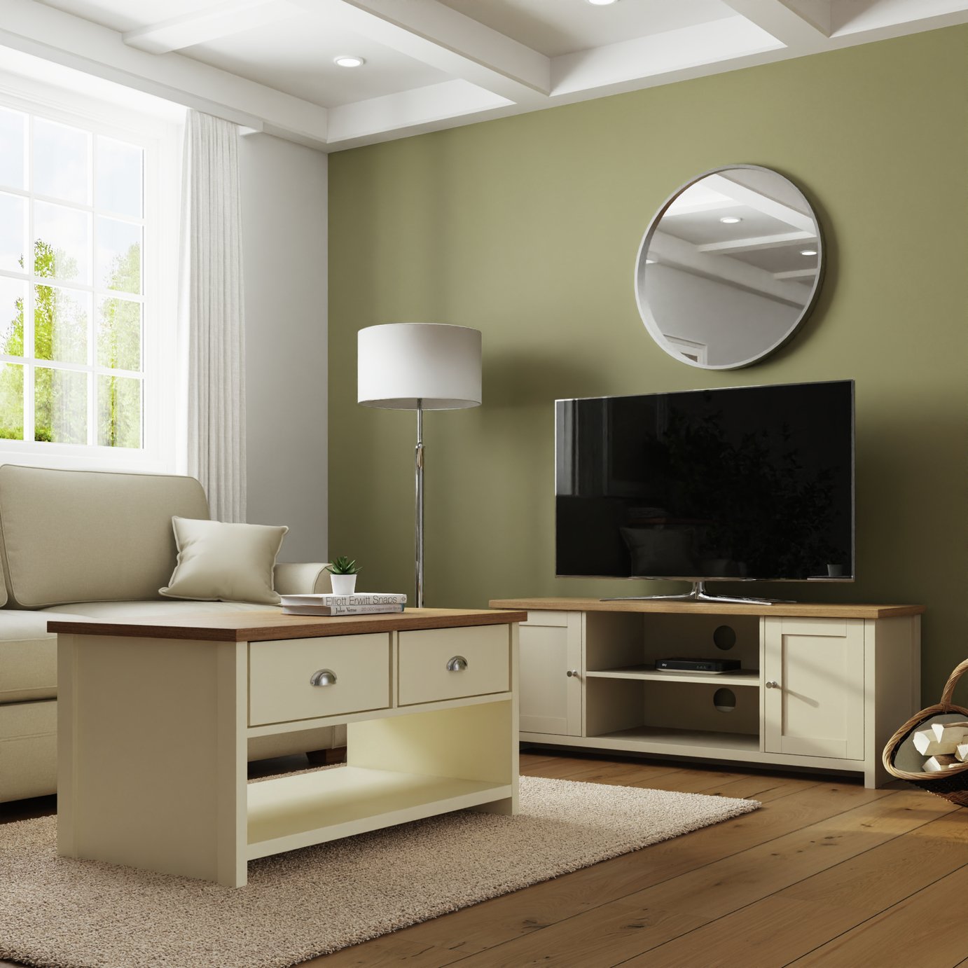 GFW Lancaster Coffee Table With Shelf and TV Unit