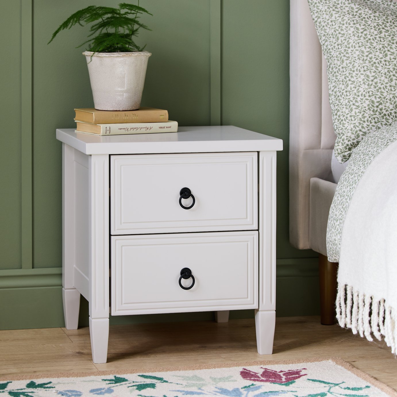 Argos Home Lucie 2 Drawer Bedside Table - Off White