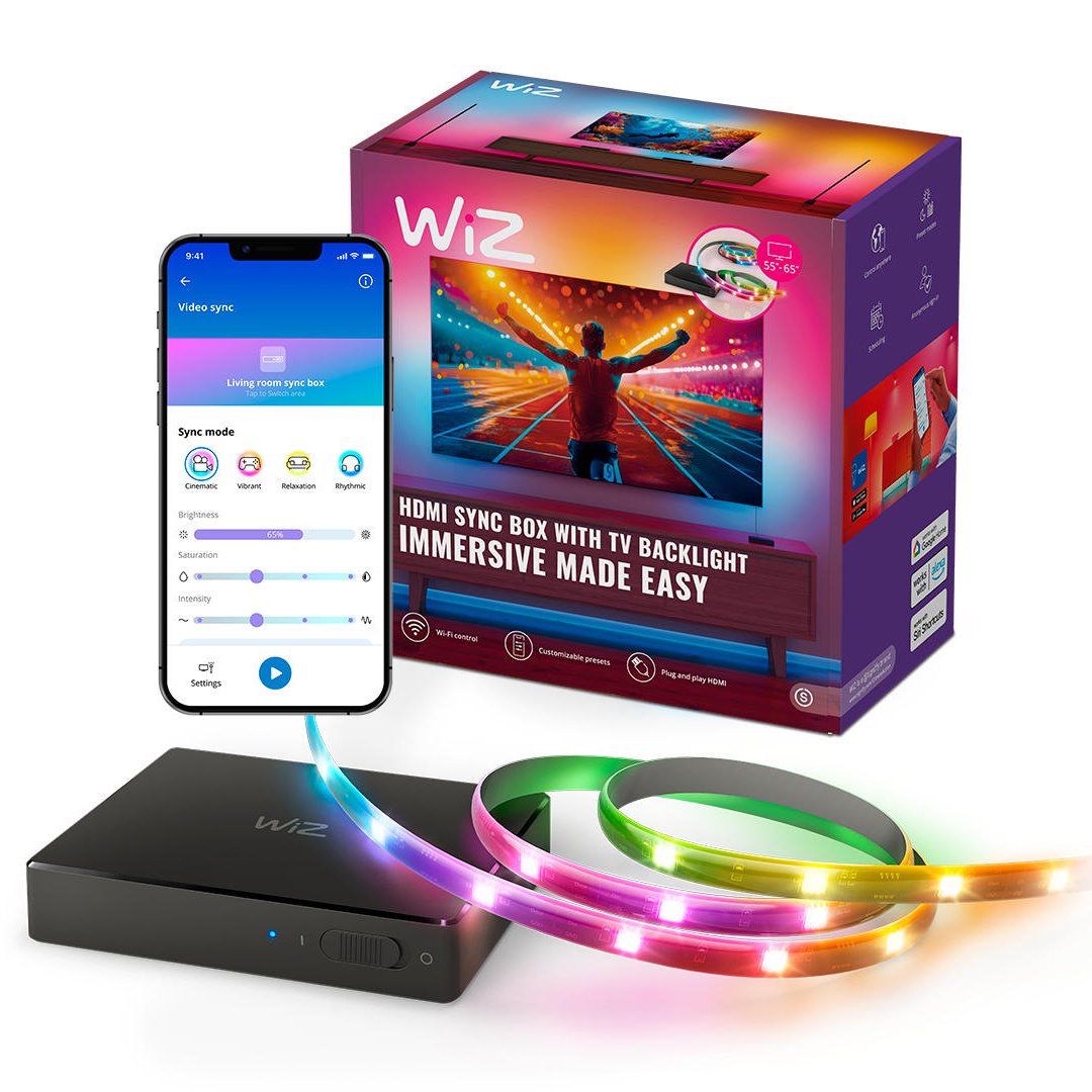 WiZ Smart LED Sync Box and LED Lightstrip for 55-65 Inch TV