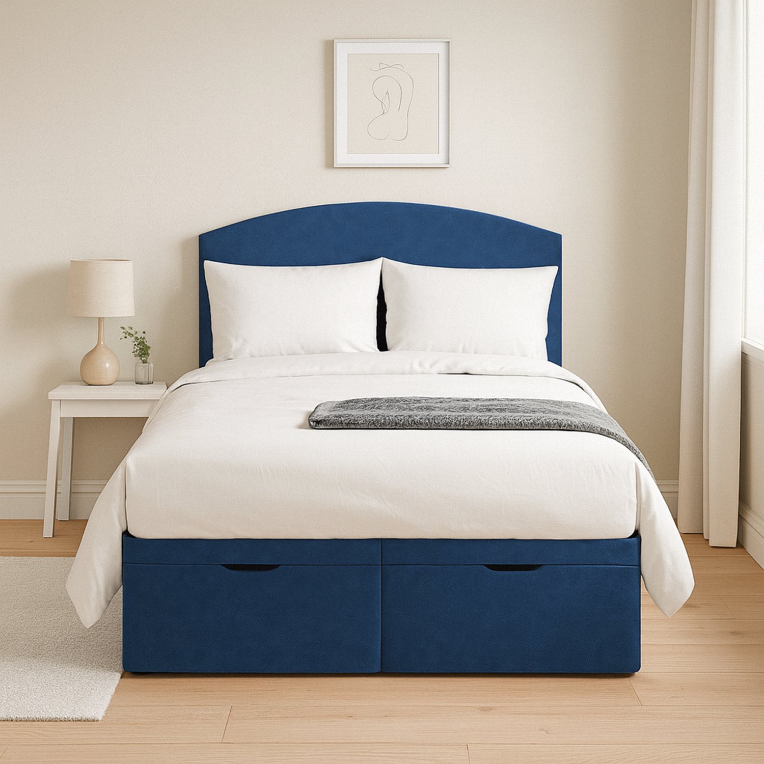 Millbrook Archer Superking Fabric End Lift Ottoman Bed- Blue