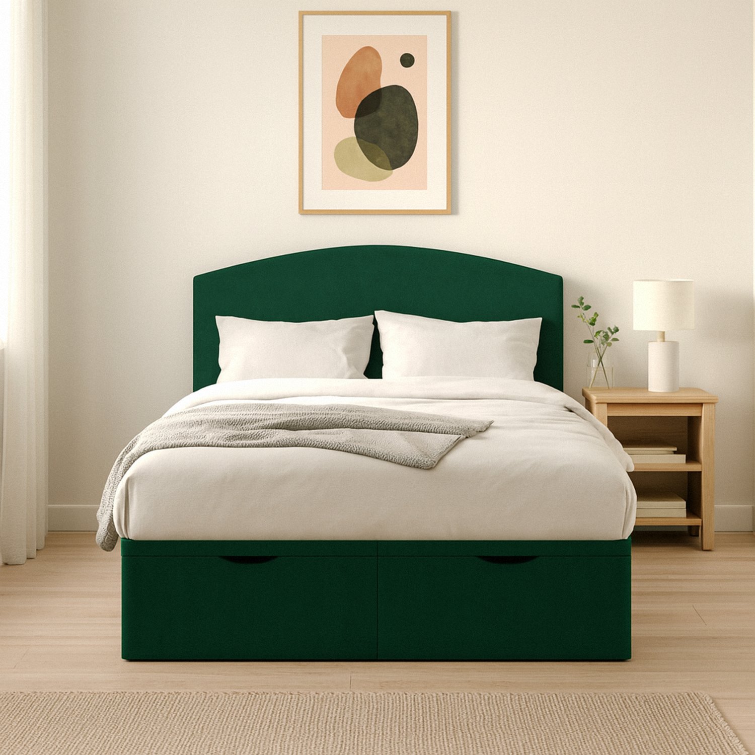 Millbrook Archer Double Fabric End Lift Ottoman Bed - Green