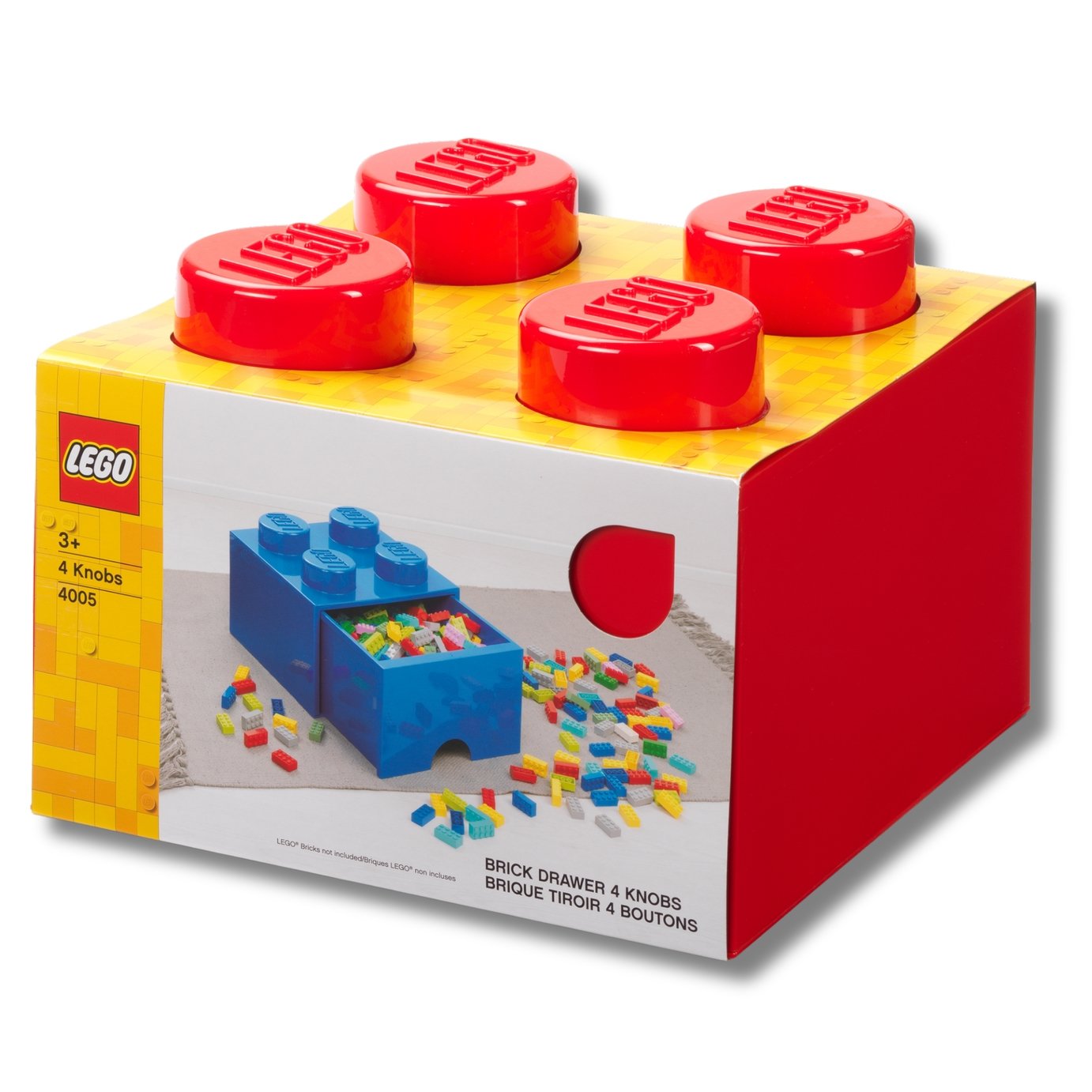 LEGO Brick Drawer 4 Knobs - Red