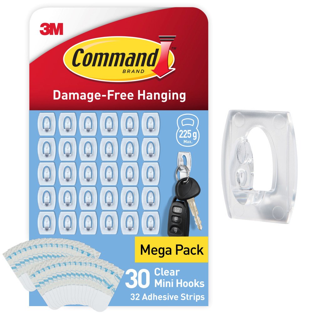 Command Mini Clear Hook - Pack of 30