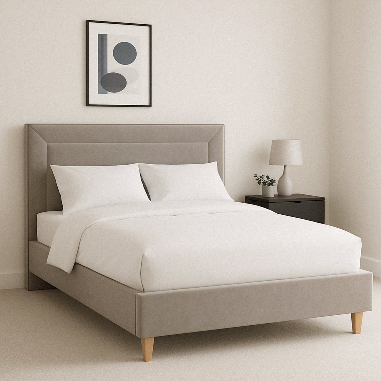 Millbrook Border Double Fabric Bed Frame-Natural