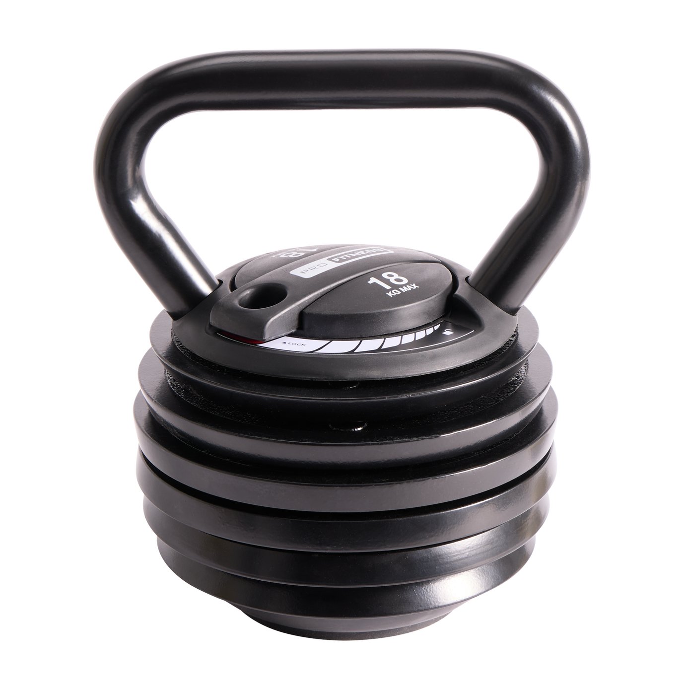 Pro Fitness 7-in-1 18kg Adjustable Kettlebell - Black